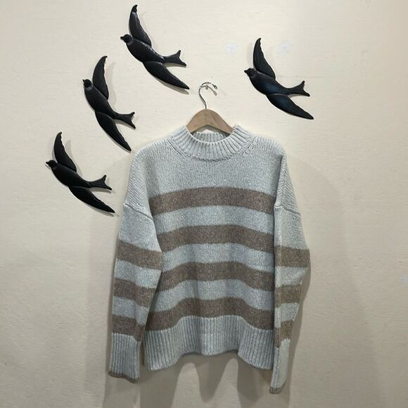 NEW! LA LIGNE Marin Striped Knitted Sweater In Cream & Tan Stripes - L - Picture 12 of 15